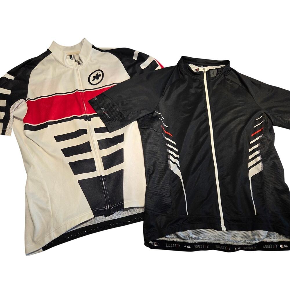 Set 2 XL Shirts Assos Cycling Body R&D Jersey Shirt SL Deflect UV Black White